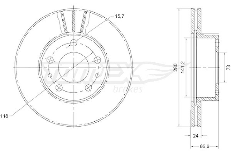 2x TOMEX Brakes Bremsscheibe