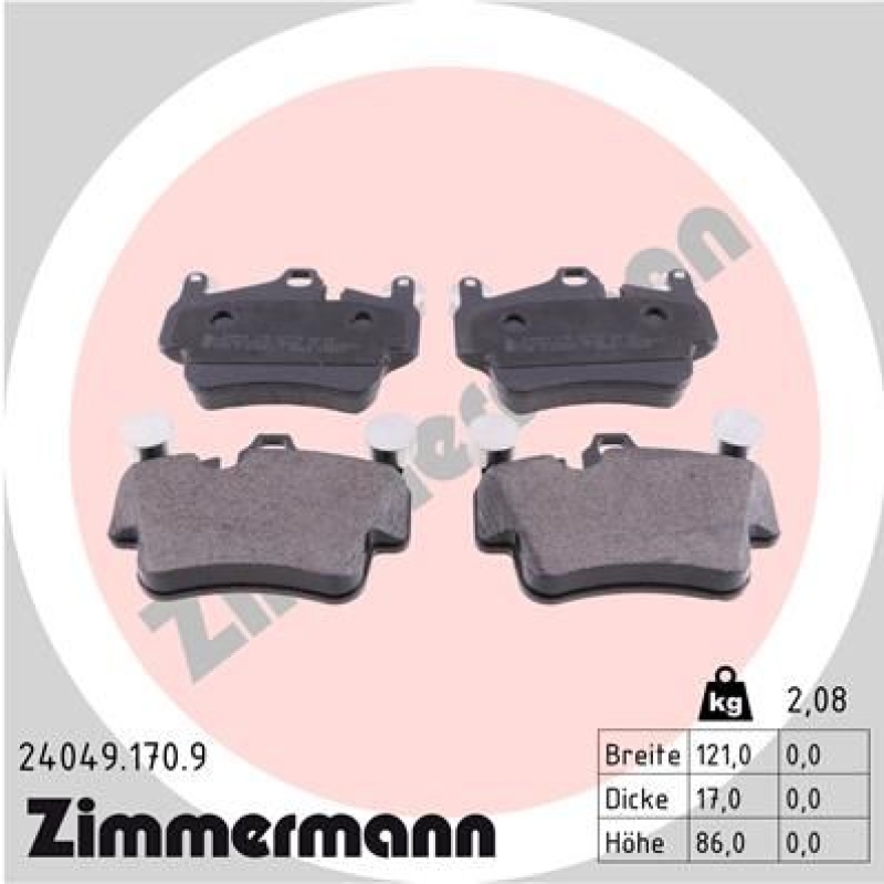 ZIMMERMANN Brake Pad Set, disc brake pb:z