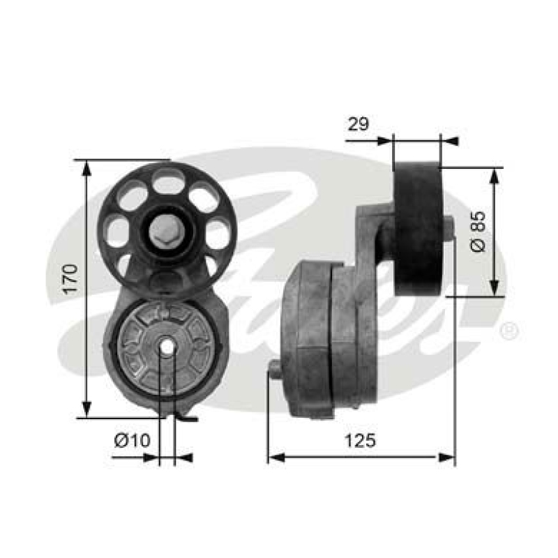 GATES Tensioner Pulley, V-ribbed belt DriveAlign®