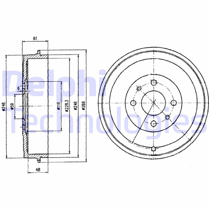 2x DELPHI Bremstrommel