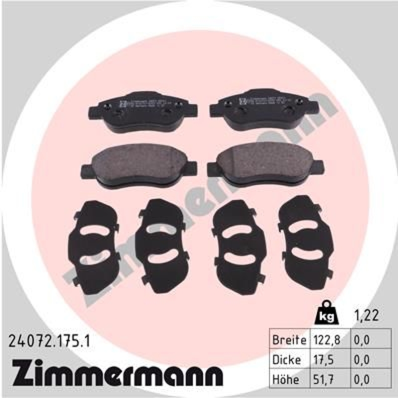 ZIMMERMANN Bremsbelagsatz, Scheibenbremse