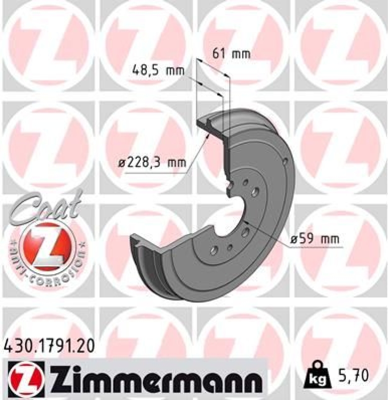 2x ZIMMERMANN Brake Drum COAT Z