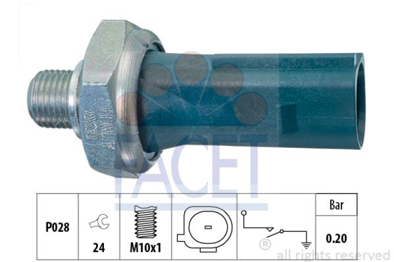 FACET Oil Pressure Switch Made in Italy - OE Equivalent