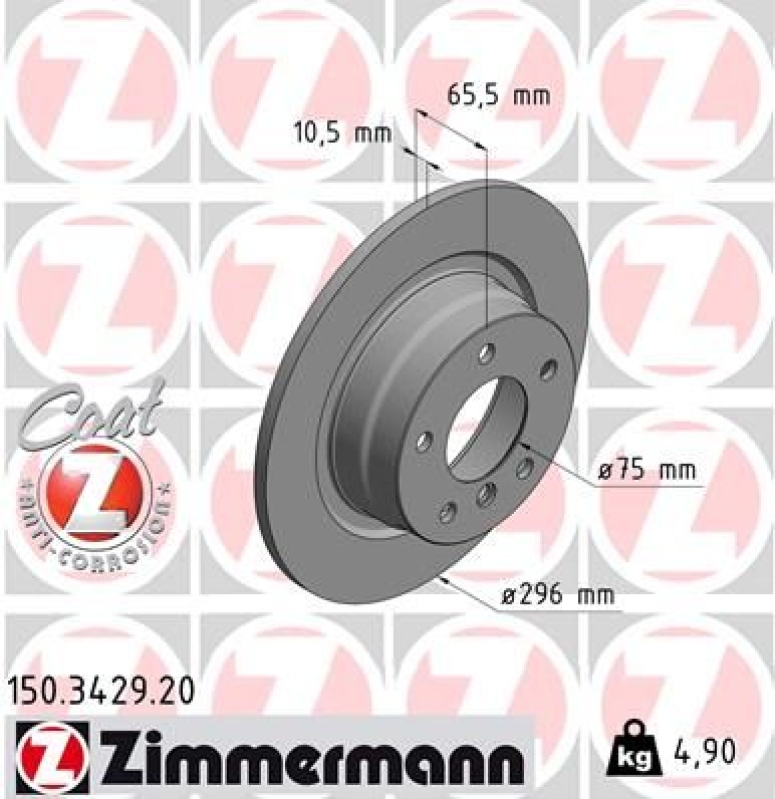 2x ZIMMERMANN Bremsscheiben Ø296mm + Beläge Hinten passend für BMW 1 (E81) 118 i