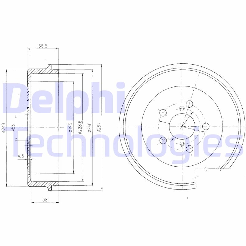 2x DELPHI Bremstrommel