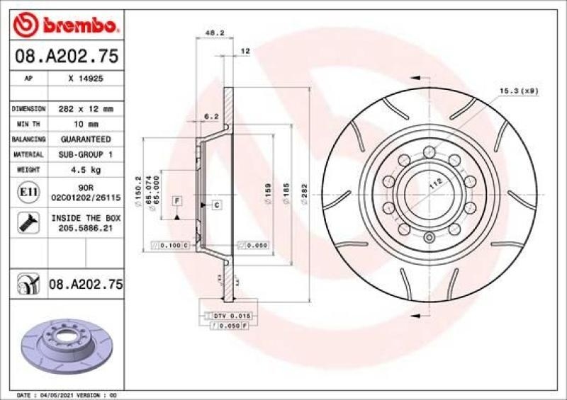 2x BREMBO Brake Disc BREMBO MAX LINE