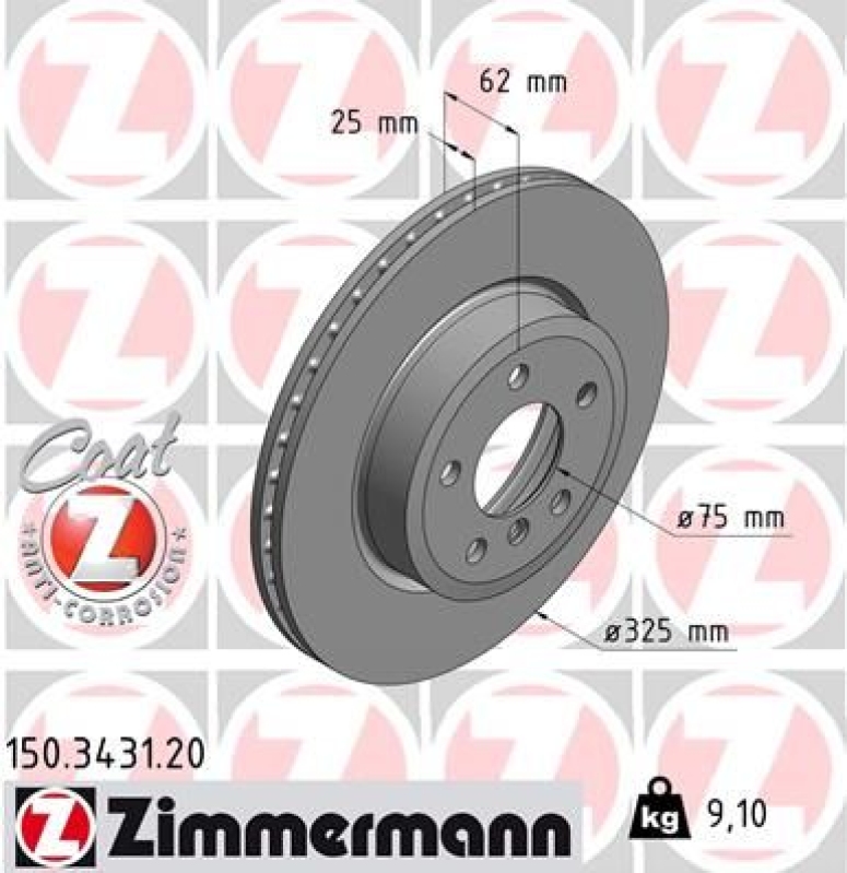 2x ZIMMERMANN Bremsscheibe COAT Z