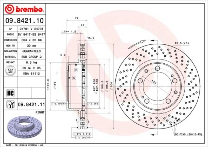 BREMBO Bremsscheibe PRIME LINE - UV Coated