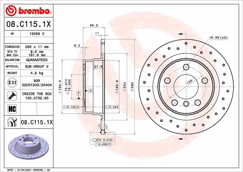 2x BREMBO Brake Disc XTRA LINE - Xtra