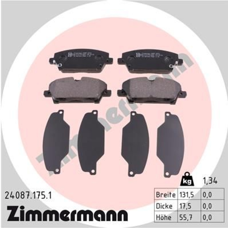 ZIMMERMANN Bremsbelagsatz, Scheibenbremse