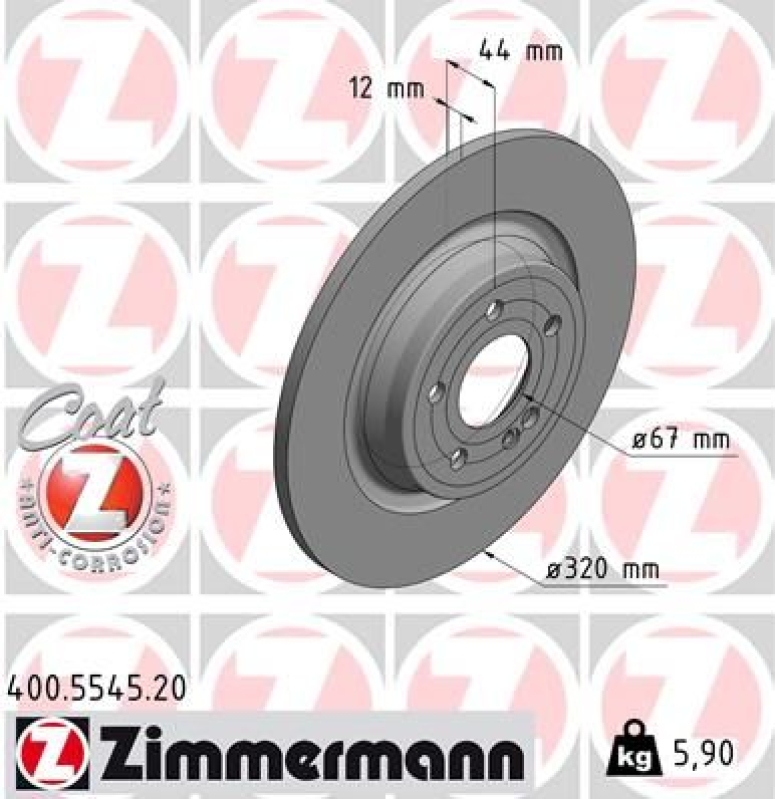 2x ZIMMERMANN Bremsscheibe COAT Z