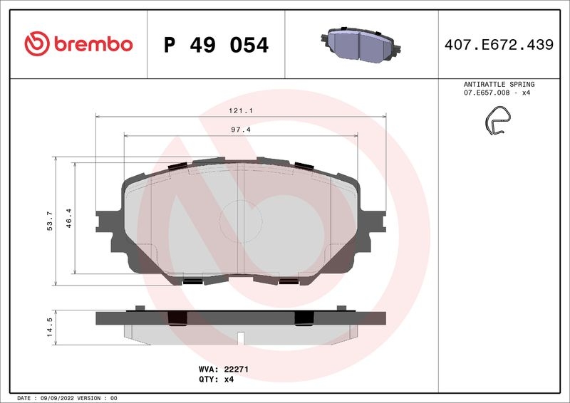 BREMBO Bremsbelagsatz, Scheibenbremse PRIME LINE