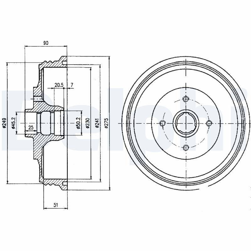 2x DELPHI Bremstrommel