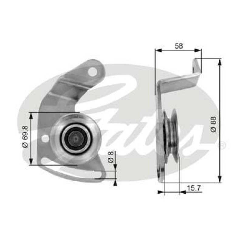 GATES Tensioner Pulley, V-belt DriveAlign®