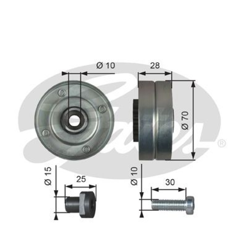 GATES Deflection/Guide Pulley, V-ribbed belt DriveAlign®