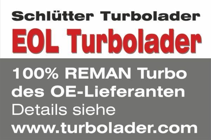 SCHLÜTTER TURBOLADER Lader, Aufladung END of LIFE Turbolader - Original BorgWarner REMAN