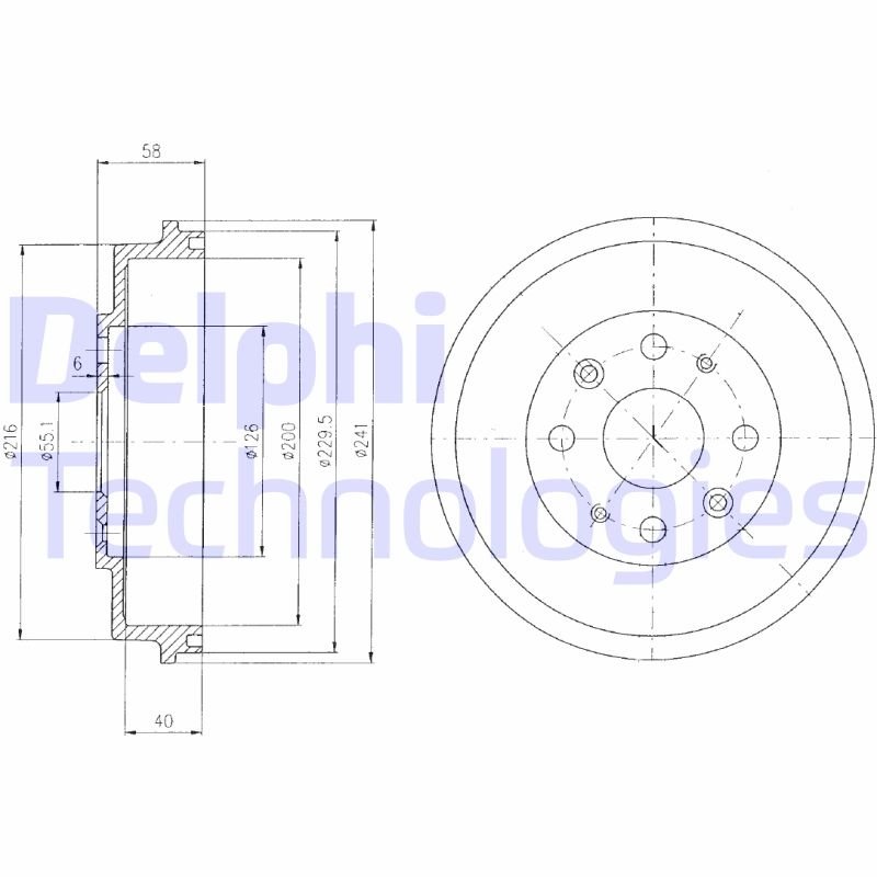 2x DELPHI Bremstrommel