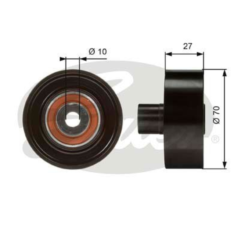 GATES Deflection/Guide Pulley, V-ribbed belt DriveAlign®