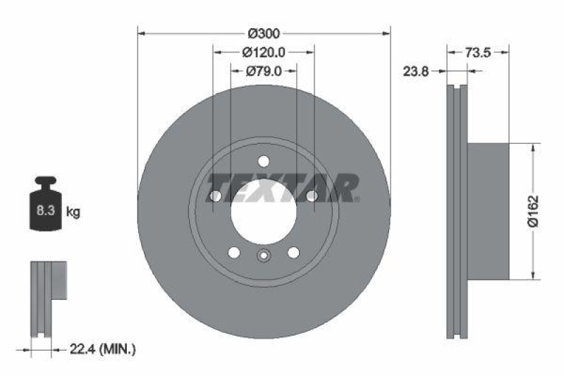 2x TEXTAR Bremsscheibe PRO