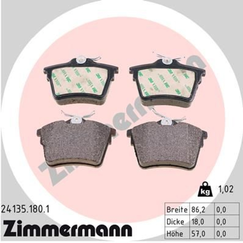 2x ZIMMERMANN Bremsscheiben Ø290mm + Beläge Hinten passend für Citroen C5 3 (RW)