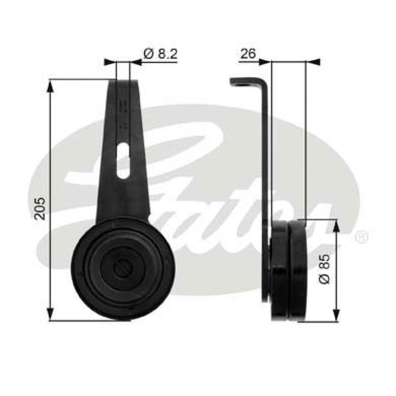 GATES Tensioner Pulley, V-ribbed belt DriveAlign®