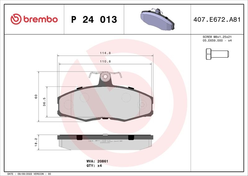 BREMBO Bremsbelagsatz, Scheibenbremse PRIME LINE