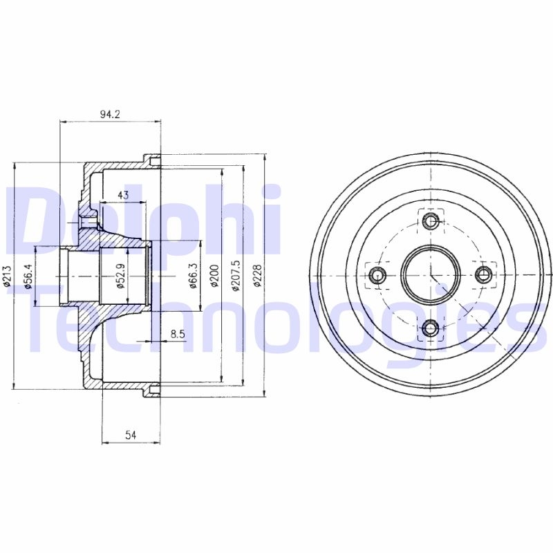 2x DELPHI Bremstrommel