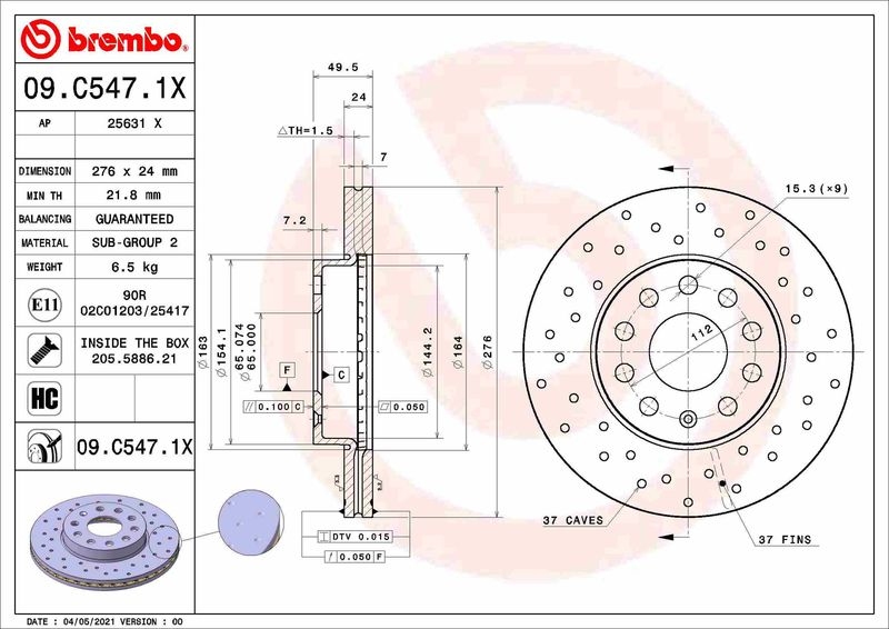 2x BREMBO Bremsscheibe XTRA LINE - Xtra