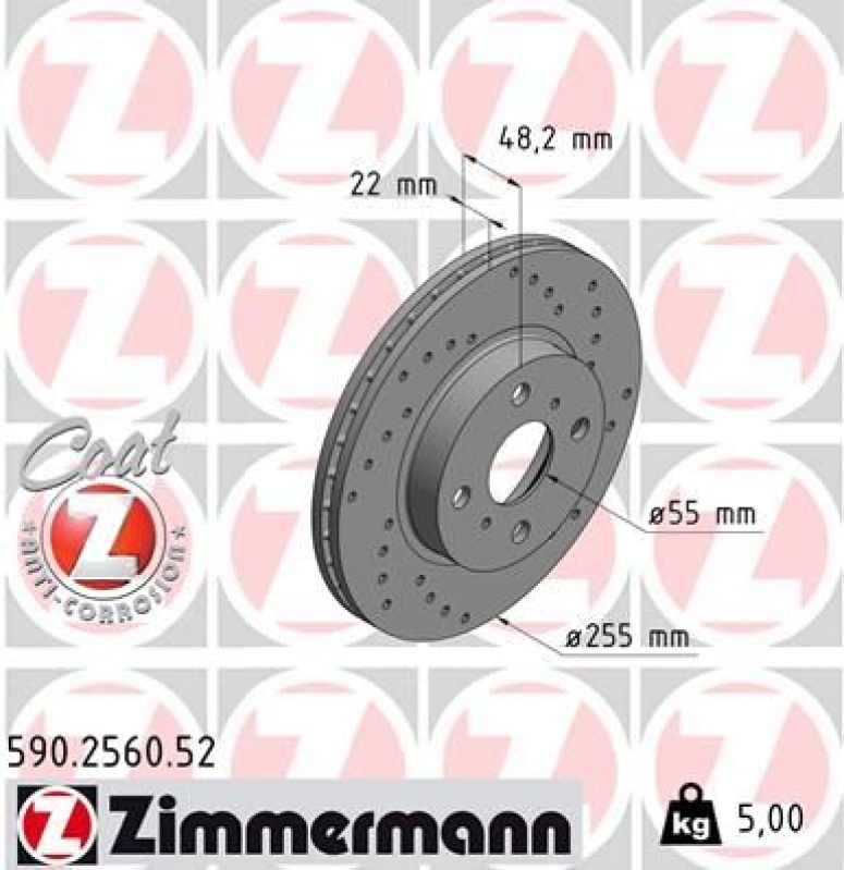 2x ZIMMERMANN Bremsscheibe SPORT COAT Z