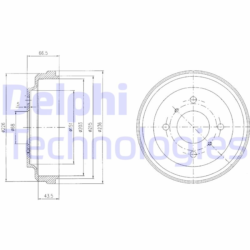 2x DELPHI Bremstrommel