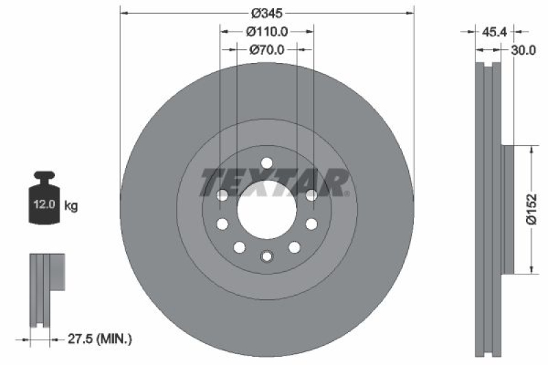 2x TEXTAR Brake Disc PRO