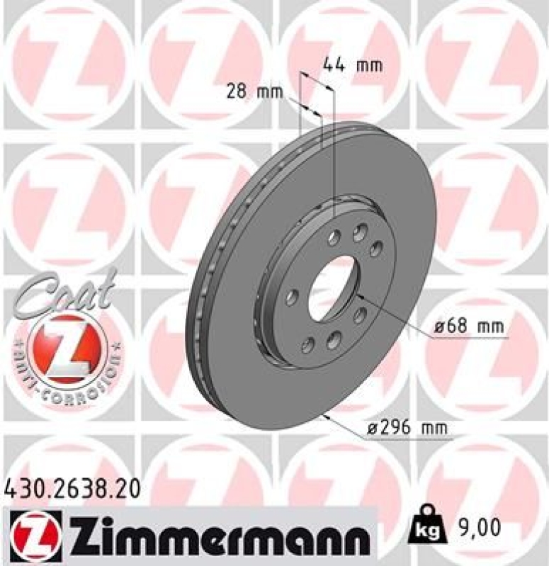 2x ZIMMERMANN Brake Disc COAT Z