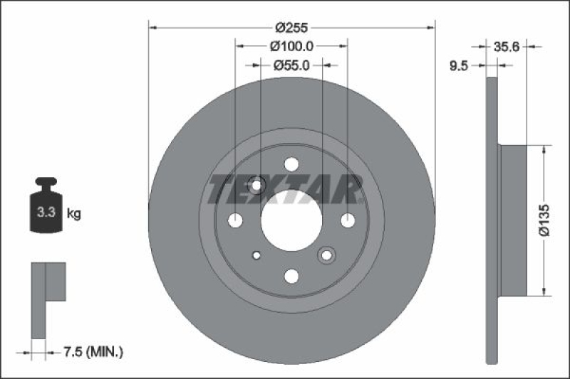 2x TEXTAR Brake Disc PRO