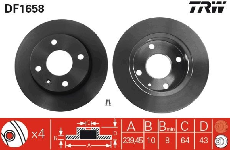 2x TRW Brake Disc