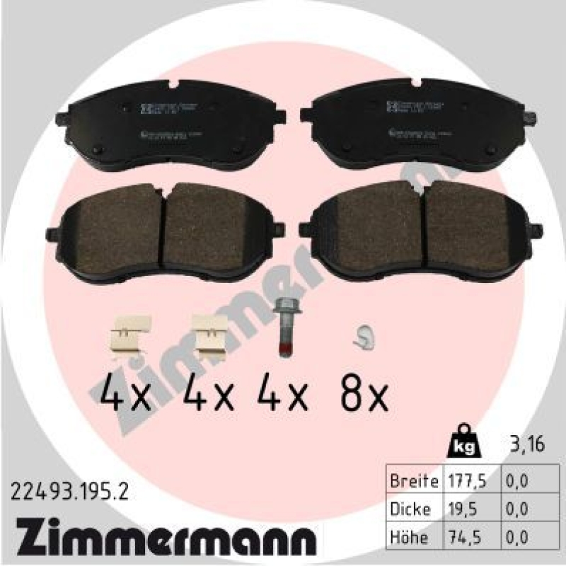 ZIMMERMANN Bremsbelagsatz, Scheibenbremse