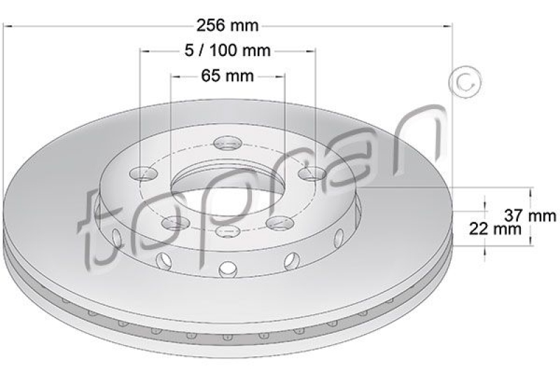 2x TOPRAN Brake Disc COATED