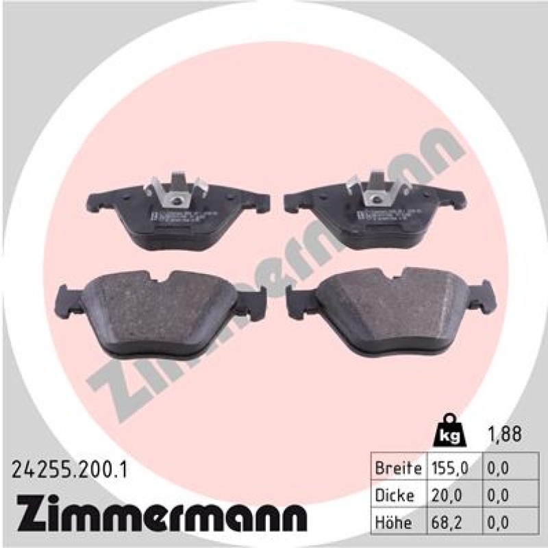 ZIMMERMANN Bremsbelagsatz, Scheibenbremse