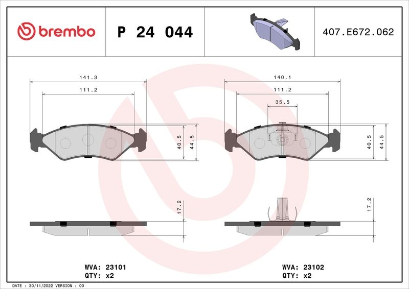 BREMBO Brake Pad Set, disc brake PRIME LINE