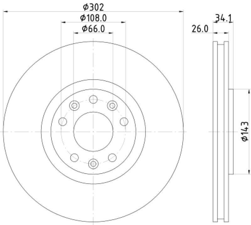 2x HELLA Brake Disc PRO