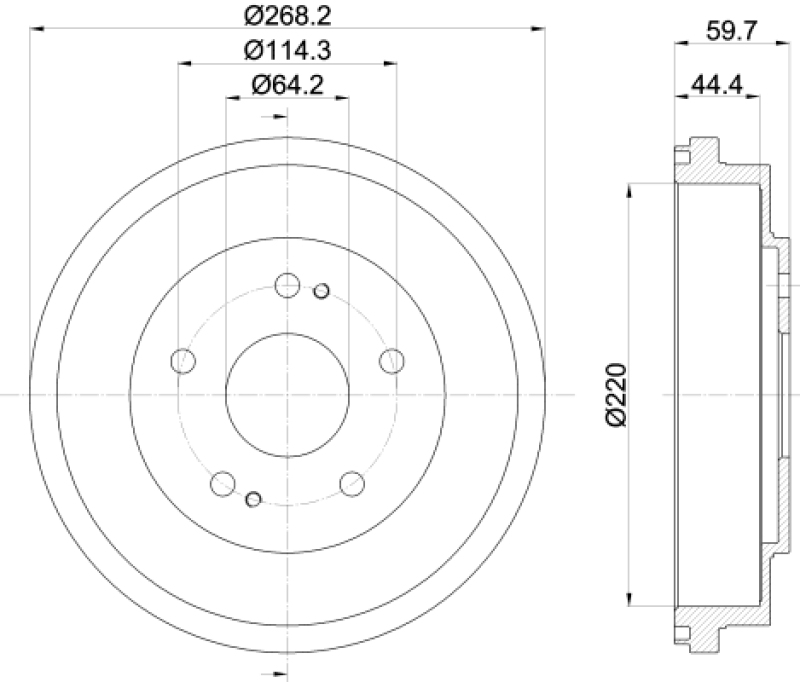 2x HELLA Brake Drum