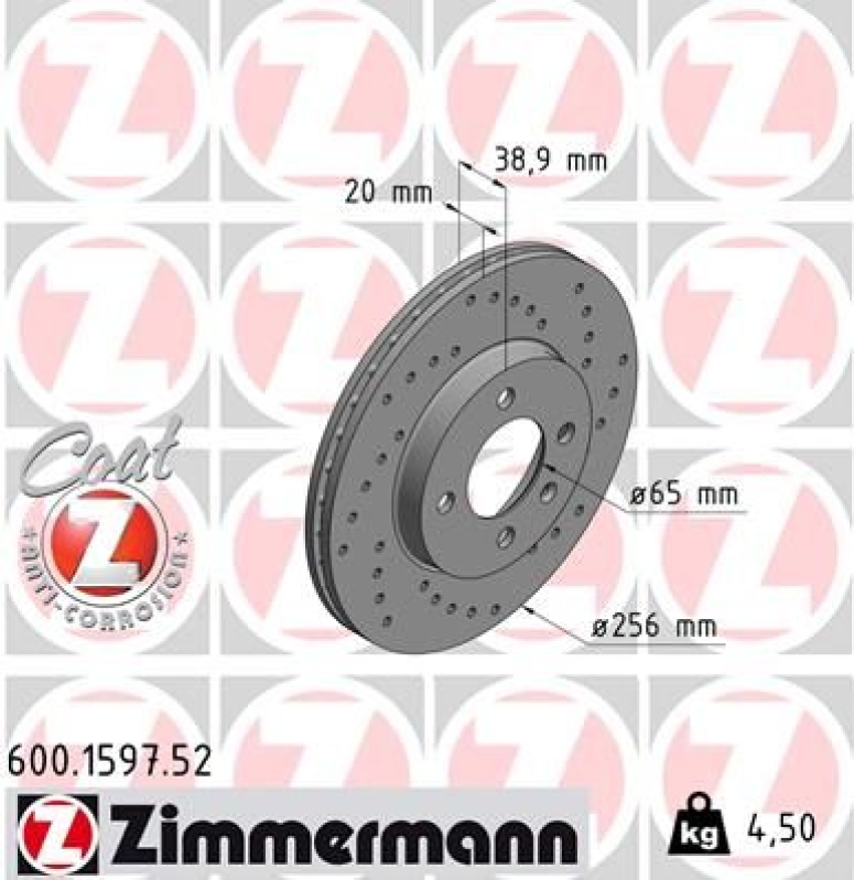 2x ZIMMERMANN Bremsscheibe SPORT COAT Z