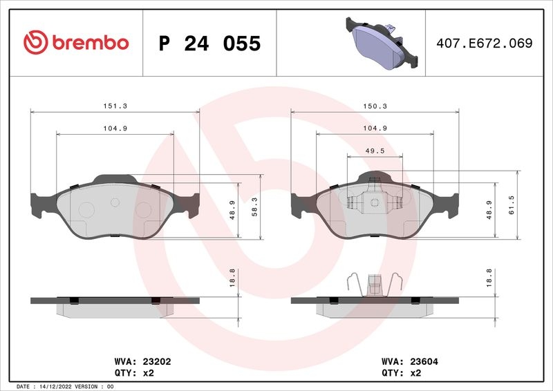 BREMBO Brake Pad Set, disc brake