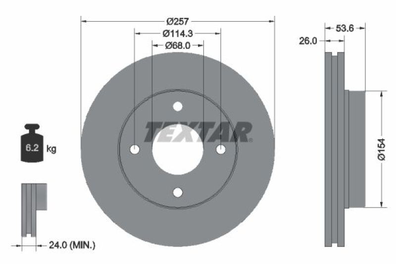 2x TEXTAR Brake Disc PRO