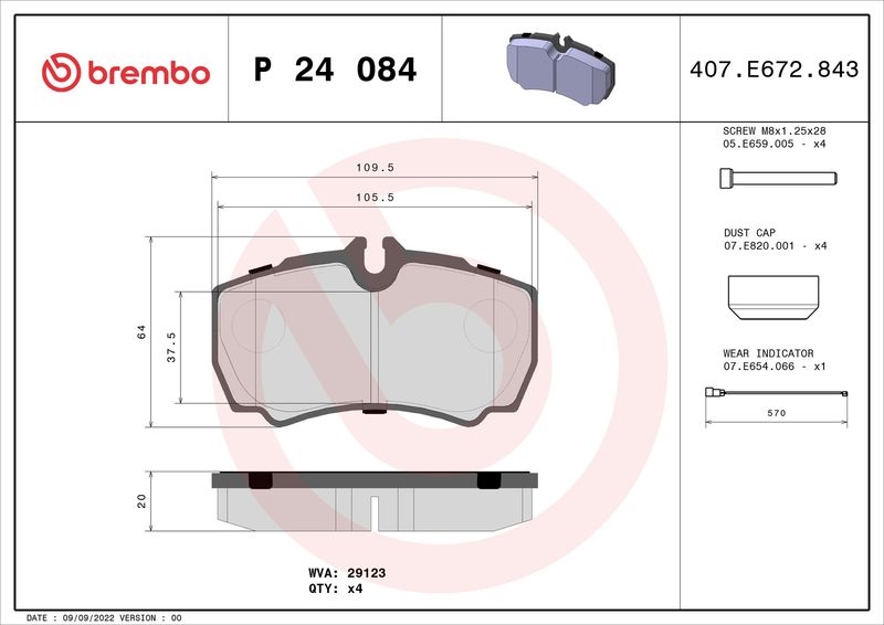 BREMBO Bremsbelagsatz, Scheibenbremse PRIME LINE