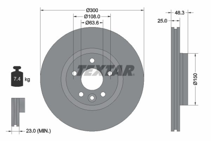 2x TEXTAR Bremsscheibe PRO