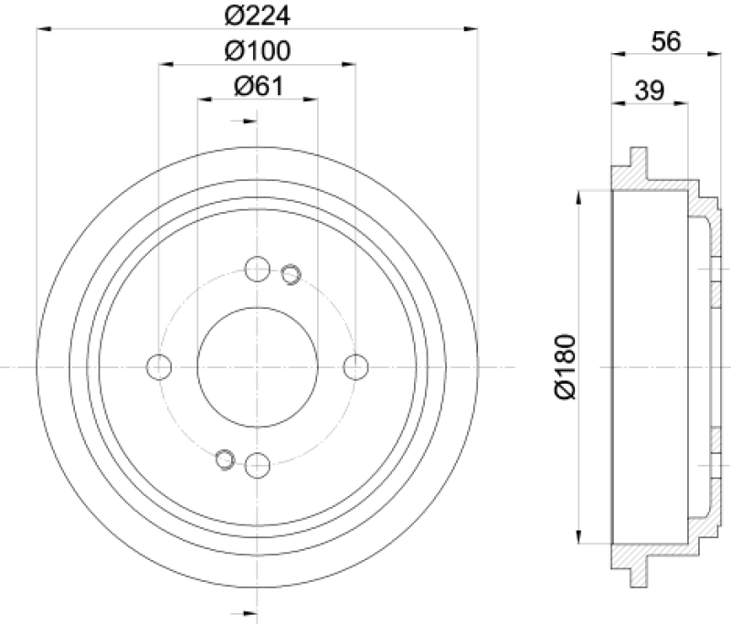 2x HELLA Brake Drum