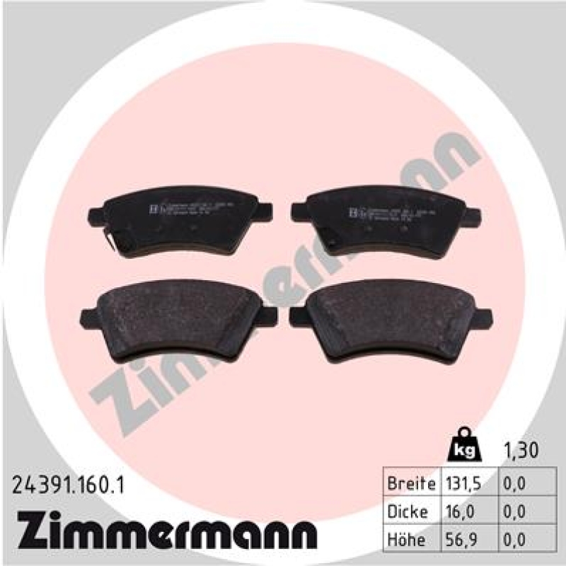 ZIMMERMANN Brake Pad Set, disc brake