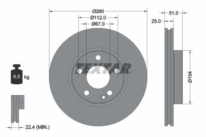 2x TEXTAR Bremsscheibe PRO