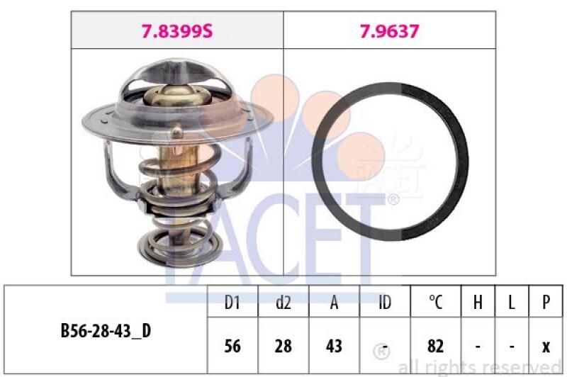 FACET Thermostat für Kühlmittel / Kühlerthermostat Made in Italy - OE Equivalent