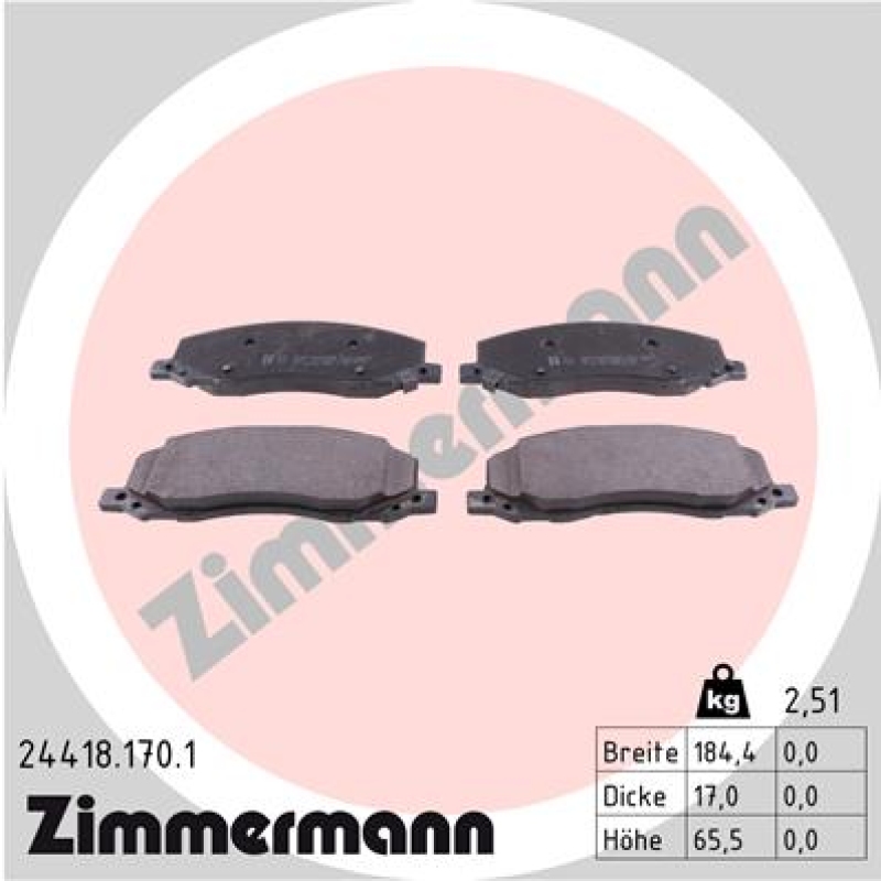 ZIMMERMANN Brake Pad Set, disc brake